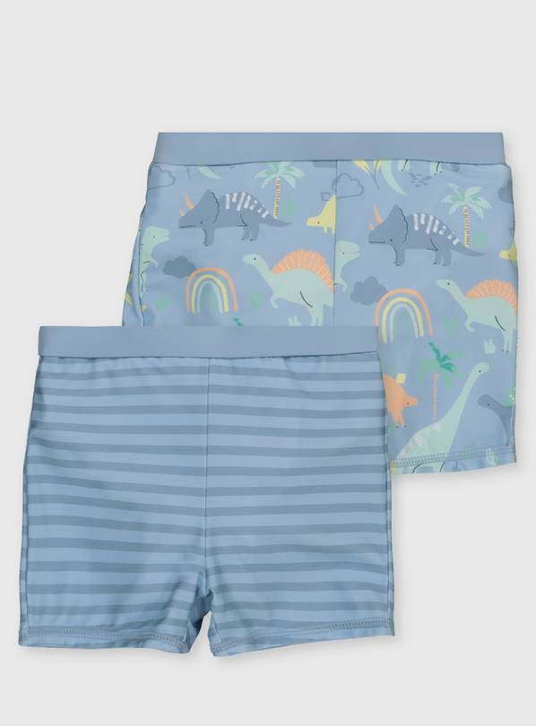 Dinosaur & Stripe Swim Shorts 2 Pack - 6-9 months